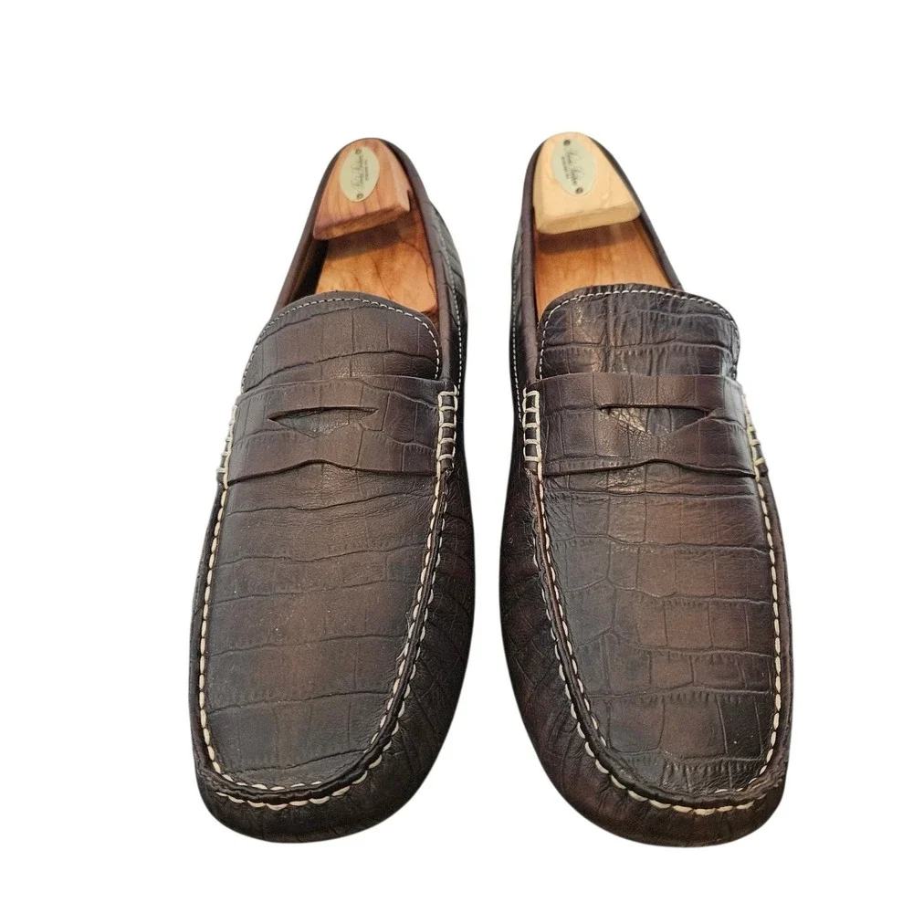 Cole Haan Gunnison II Loafers Size 10.5 M Croc Leather C06654 Driving Moccasin
